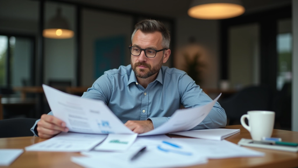 Inwestor patrzy na wykresy wzrostu akcji, tablica z danymi finansowymi w tle